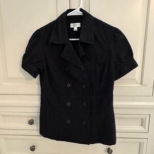 Isaac Mizrahi Black Double-Breasted Short Sleeve Blazer